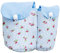 Wattepadspender Aufbewahrung Tasche für Wattestäbchen Wattepads für die Reise Blau Weiß Blumen 12 x 14,5 cm Knopf 100% Baumwolle Fair Trade Ringelsuse