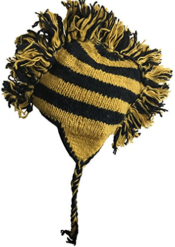 Trendofindia Coole Hippie Goa Irokese Strickmütze Mütze Nepal (Gelb Schwarz)