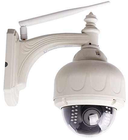 LKM Security IPCEH01WH IP-Kamera | 720p HD | Drehbar | Schwenkbar | Nachtsicht | 5X Zoom | Weitwinkel | Wetterfest | Weiß