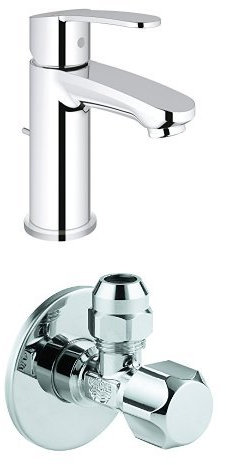 GROHE Eurostyle Cosmopolitan Waschtischarmatur, Zugstange, Standard-Auslauf + Eckventil, DN 15, 1 stück