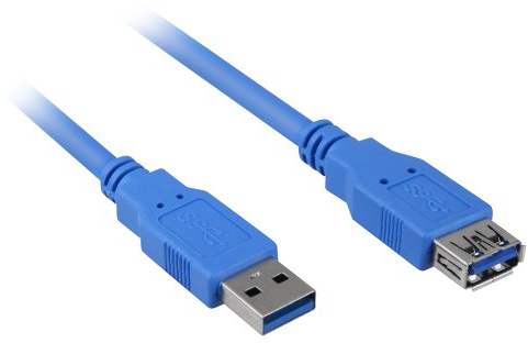 Sharkoon USB 3.0 Verlängerungskabel, Stecker A auf Buchse A, 3 Meter, Datenübertragung bis zu max. 5 Gbit/s blau