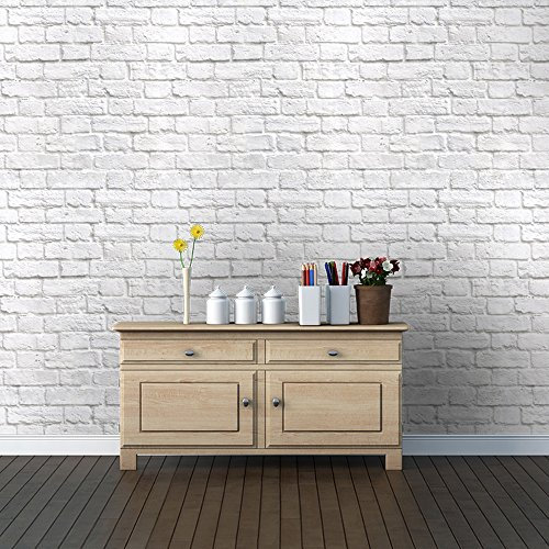 Light Grey / White - J30309 - Brick Effect - Muriva Wallpaper