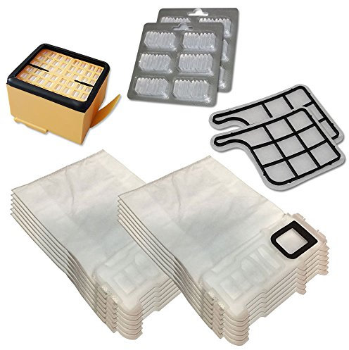 Lot de 12 sacs d'aspirateur en microfibre non-tissée + filtre HEPA + 2 filtres de protection moteur + 12 bâtonnets parfumés pour Vorwerk Kobold VK 135, 136, VK135, VK136 | Accessoires – Pièces de