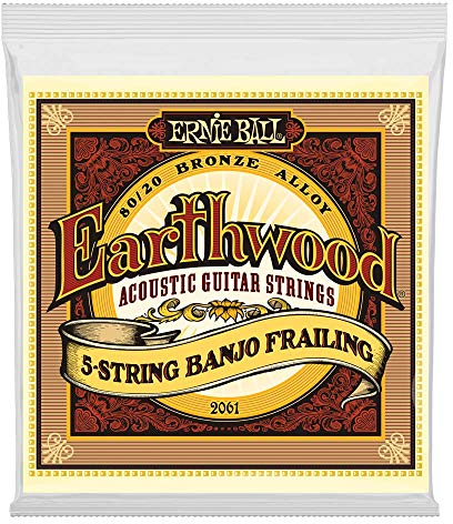 Ernie Ball Earthwood Banjosaiten, für 5-Saiter, Frailing-Schlaufen, 80/20-Bronze, Akustikgitarren-Saiten, Stärke 10–24