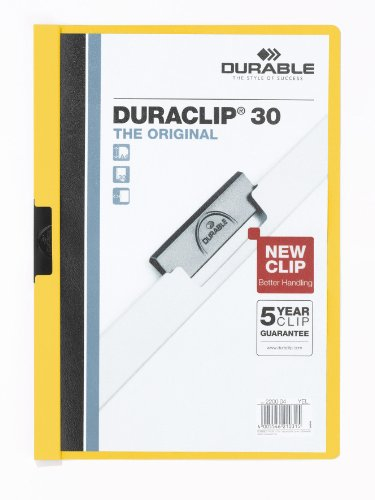 Durable Klemm-Mappe Duraclip Original 30 (für 1-30 Blatt A4), 25 Stück, gelb, 220004