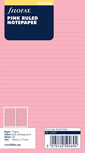 Filofax Personal Pink Ruled Notepaper