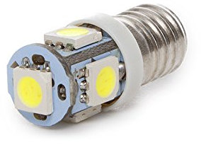 Glühbirne LED E10 1W 90Lm 6000ºK 12VDC LED s 40.000H [CA-E10-5MD5050-CW] | Greenice