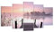 Wandbilder Dekoration Wohnzimmer Morgen Sonnenaufgang Nebel See Bilder auf Leinwand 160x85cm Leinwandbild Schlafzimmer Set 5 teilige Wand Kunstdruck Art Groß XXL Wanddeko Bild Canvas EA160x85-2593