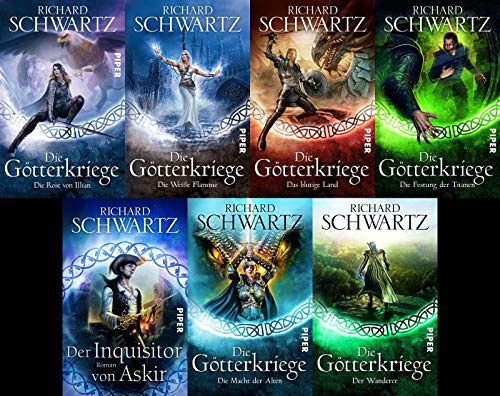 Richard Schwartz, Die Götterkriege Band 1-7 + 1 exklusives Postkartenset