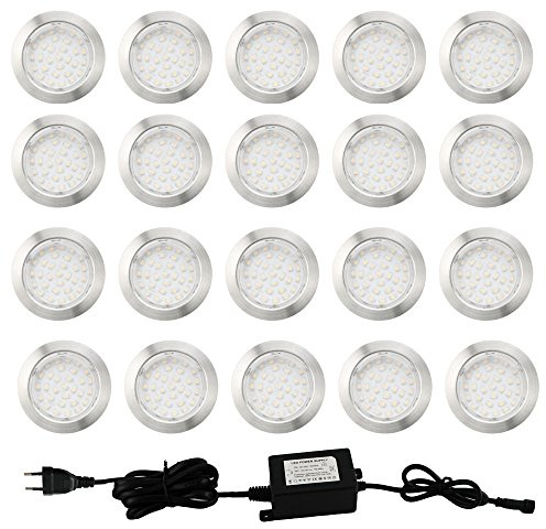 CHNXU LED Boden Einbaustrahler, 20er Set Bodeneinbaustrahler Kaltes Weiß IP67 Wasserdichte Außen Ø80mm LED Treppen Bodenleuchten Außenbeleuchtung Lampe für Küche Garten