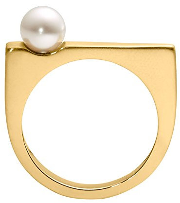 Heideman Ring Damen aus Edelstahl gold farbend matt Damenring für Frauen mit Perle weiss rund 6mm