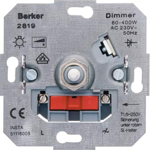Hager – Mechanismus Rotary Dimmer 60-400 W, 1 Stück, Lautsprecheranschlussdose, Weiß, 57mm x 57mm