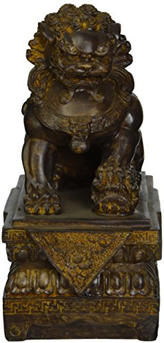 Design Toscano Chinesische Wächterlöwen-Figur, Weiblich, 18 x 4,5 x 23 cm