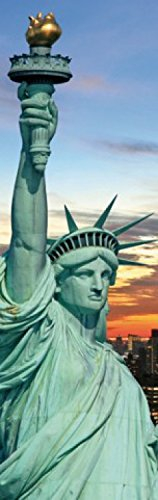 1art1 New York Statue De La Liberté Et Skyline Au Coucher De Soleil, 1 Partie Poster Papier Peint 250x79 cm