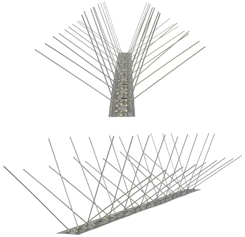 10 Meter (20 x 0,5m) Taubenspikes 4-reihig auf V2A-Flexleiste - hochwertige Lösung für Vogelabwehr Taubenabwehr Edelstahl Spikes
