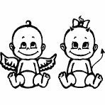 Babyaufkleber für Zwillinge mit Wunschtext - Motiv Z10-JM (16 cm)