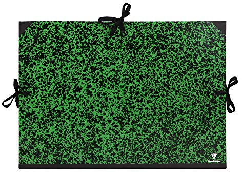 Clairefontaine 32200C Zeichenmappe Annonay, mit Bändern, ohne Innenklappen, Rücken 30 mm, DIN A2+, Innenmaße: 42 x 59,4 cm, Außenmaße: 47 x 62 cm grün marmoriert 1 Stück, Updated