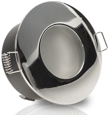 trendlights24 Nautic IP65 LED Bad Decken Einbaustrahler rund Chrom 230V GU10, 7er Set Spots 4,0W Warmweiß, Deckenleuchten für Feuchtraum, außen