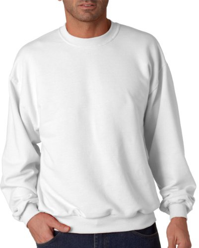 Jerzees 50/50 Crewneck Sweatshirt, Oxford, White, M