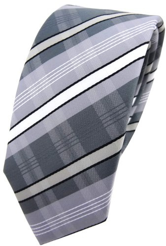 TigerTie schmale Designer Krawatte in gestreift gemustert - schmaler Schnitt - 6 cm Krawattenbreite
