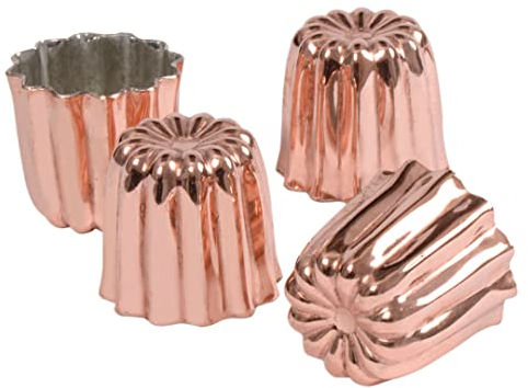 Patisse 43003 Lot de 4 Moules à Canelés en Cuivre 45 mm, 4,5 cm