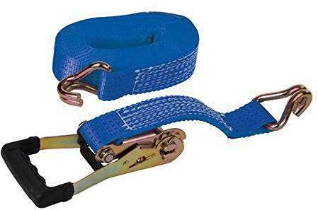 Silverline 356874 Spanngurt mit J-Haken und gummiertem Ratschengriff, 8 m x 50 mm Nennleistung: 1300 kg; Zurrkraft: 3950 kg