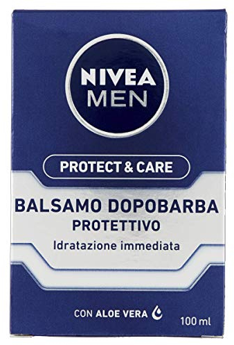 NIVEA MEN Protect & Care Balsamo Dopobarba Protettivo in Confezione da 100 ml, After Shave Uomo con Aloe Vera, Vitamina E e Pro-Vitamina B5, Balsamo Barba Idratante