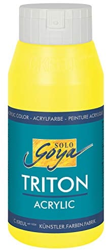 KREUL 17061-Solo Goya Triton acrílica Amarillo Fluorescente, Bote 750 ml, Secado rápido y Mate, Pintura al Agua, Calidad de Estudio, Uso versátil, Yellow, 750