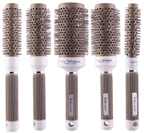 Haarsalon-Bürsten aus Keramik, runde Thermalbürsten, Lockenbürsten, Stylingbürsten, Haar-Trockenbürsten, kompletter Satz (1 Satz = 5 Größen)