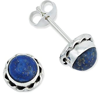 Ohrstecker 925 Silber Lapis Lazuli blauer Stein Edelstein Ohrringe echt Silber Damen Sterling Silber Stecker Geschenk(MOS-024-06)