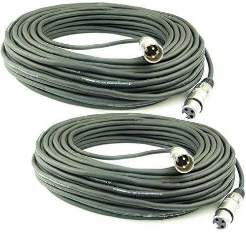Adam Hall Cables 2 Stück K3MMF3000 Mikrofonkabel XLR female auf XLR male DMX Audio Kabel 3 pol polig (30 m, Schwarz, 2)