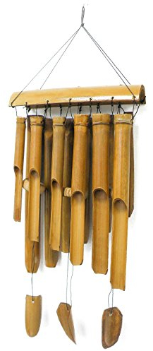 Bambus-Windspiel, Grösse:ca. 40 cm, Klangspiel für draußen, den Balkon und den Garten, hängend