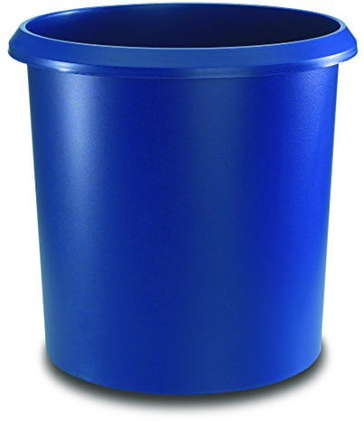 Läufer 26605 Papierkorb Allrounder 18 Liter, blau, rund, Mülleimer mit Griff, stabiler Kunststoff, Abfalleimer, auswaschbar