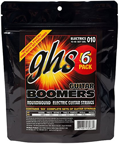 GHS Boomers - Corde da chitarra, misura: light / 10-46, confezione da 6