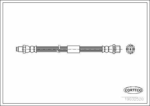 Corteco 19032520 Bremsschlauch hinten außen | 19032520 Kompatibel mit 9-5 (YS3E),9-5 Kombi (YS3E)