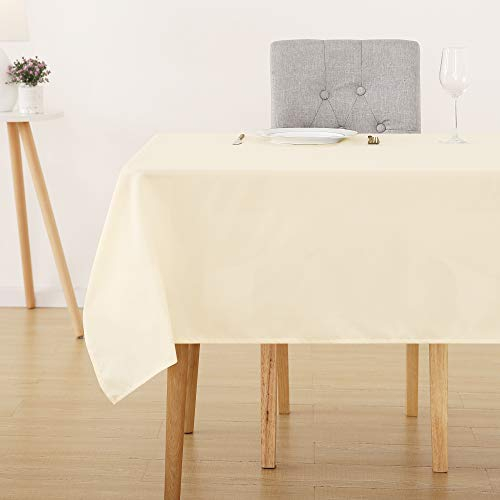 Deconovo Tischdecke Wasserabweisend Tischwäsche Lotuseffekt Tischtücher, 130x160 cm, Creme, 1 Stück