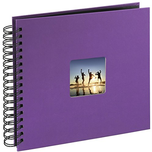 Hama Fotoalbum 28x24 cm (Spiral-Album mit 50 schwarzen Seiten, Fotobuch mit Pergamin-Trennblättern, Album zum Einkleben und Selbstgestalten) lila