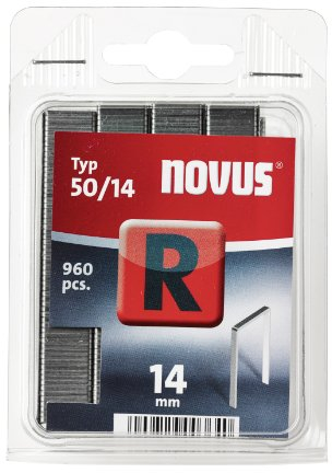 Novus Flachdrahtklammern 14 mm Länge, 960 Klammern vom Typ 50/14, zur Befestigung von Folien, Etiketten, Papier, Pappe