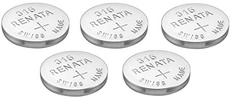 5 x Renata 315 Uhrenbatterie, Swiss Made, Silberoxid, 1,5 V (SR716SW)