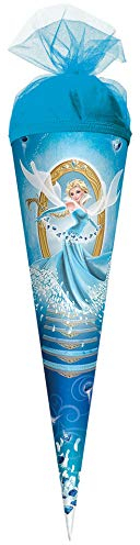 ROTH Geschenk-Schultüte klein Kristall-Prinzessin 35 cm - rund Tüllverschluss - Zuckertüte EIS Königin Schulanfang