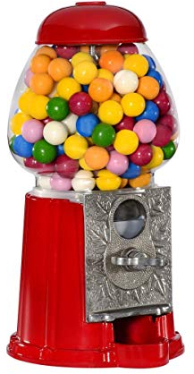 Wahou 25-1271R Distributeur de Chewing-Gum rétro Tirelire Rouge et Transparent Métal et Verre Grand modèle D16 x H28 cm