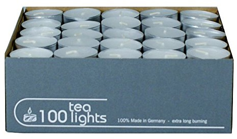 Wenzel-Kerzen/31/166 100 Standard 38 mm Tea Lights in Aluminium Case – approx. 5 Hour Burn Time – Pack of 100
