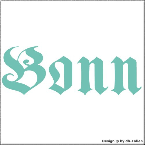 cartattoo4you® AH-00654 | BONN - Fraktur/Altdeutsche Schrift | Autoaufkleber Aufkleber Farbe Mint, in 24 Farben erhältlich, glänzend 57 x 20 cm Premium-Qualität Waschstrassenfest