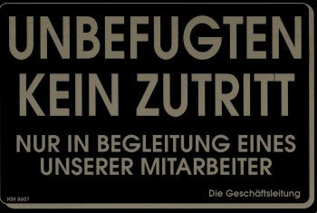 Hinweisschild - ZUTRITT IN BEGLEITUNG - MITARBEITER - 308607-30 x 20 cm