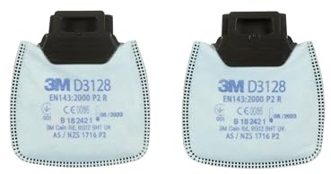 3M Secure Click Partikelfilter, mit zusätzlichem Schutz vor organischen Dämpfen und sauren Gasen unter Grenzwert sowie vor bis zum 10-Fachen des AGW, P2 R, D3128