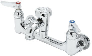 T&S Brass B-0674-POL B-0674-Pol, Service Sink Faucet, Wall Mount, 8-Inch Centers, Vacuum Breaker, Garden Hose Outlet, Polished