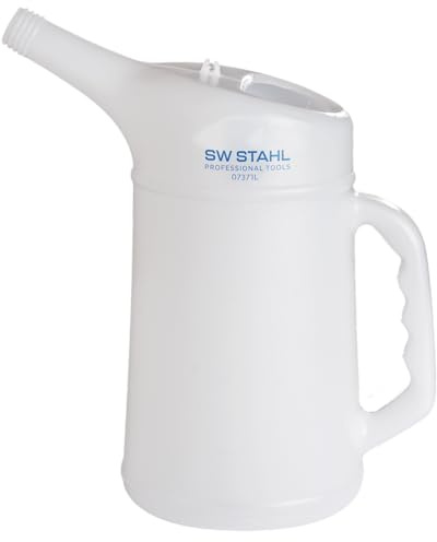SW-Stahl 07371L Füllkanne 2 l - Ölkanne für Kühlflüssigkeit & Chemie | Säurebeständiger Messbecher aus Kunststoff, mit Gewinde am Ausgießer für Einfüllstutzen, Öl- und Laugenbeständig