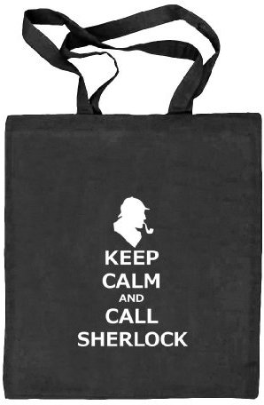 Shirtstreet24, Keep Calm And Call Sherlock, Stoffbeutel Jute Tasche (ONE SIZE), Größe: onesize,schwarz natur