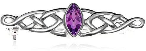 Alexander Castle Broche celtique en argent sterling 925 avec oxyde de zirconium violet et boîte cadeau – 35 mm