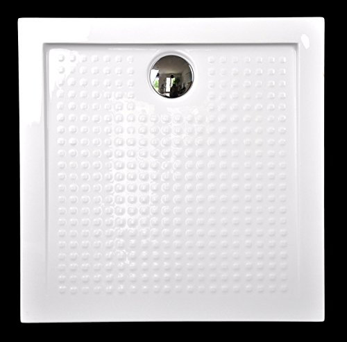 Art-of-Baan ® – Extra 90x90x3,5 cm including Pop-up Waste Flat Acrylic High Gloss White Quadrant Shower Tray Non-Slip